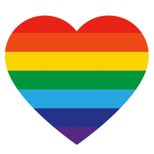 Pride-lipun värinen sydän