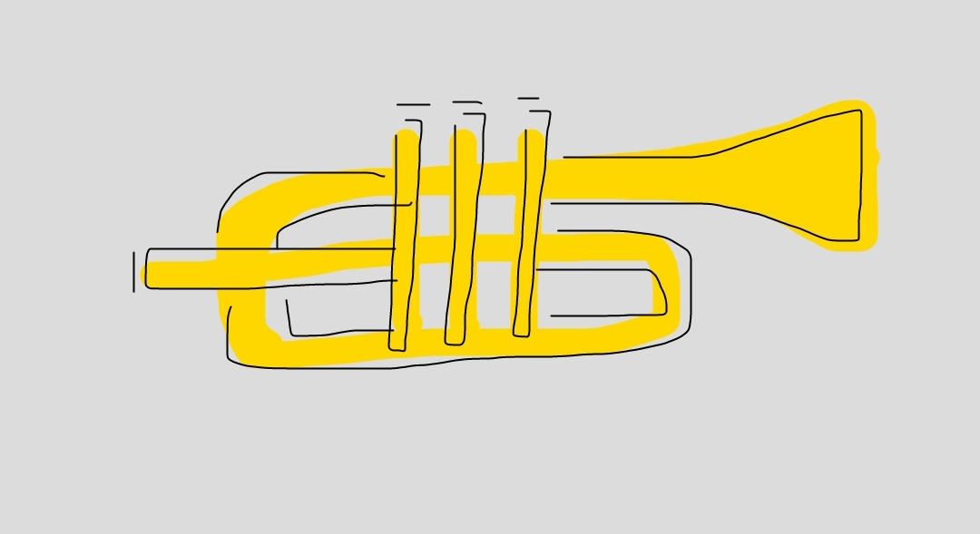 Piirros keltaisesta trumpetista.